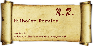 Milhofer Rozvita névjegykártya